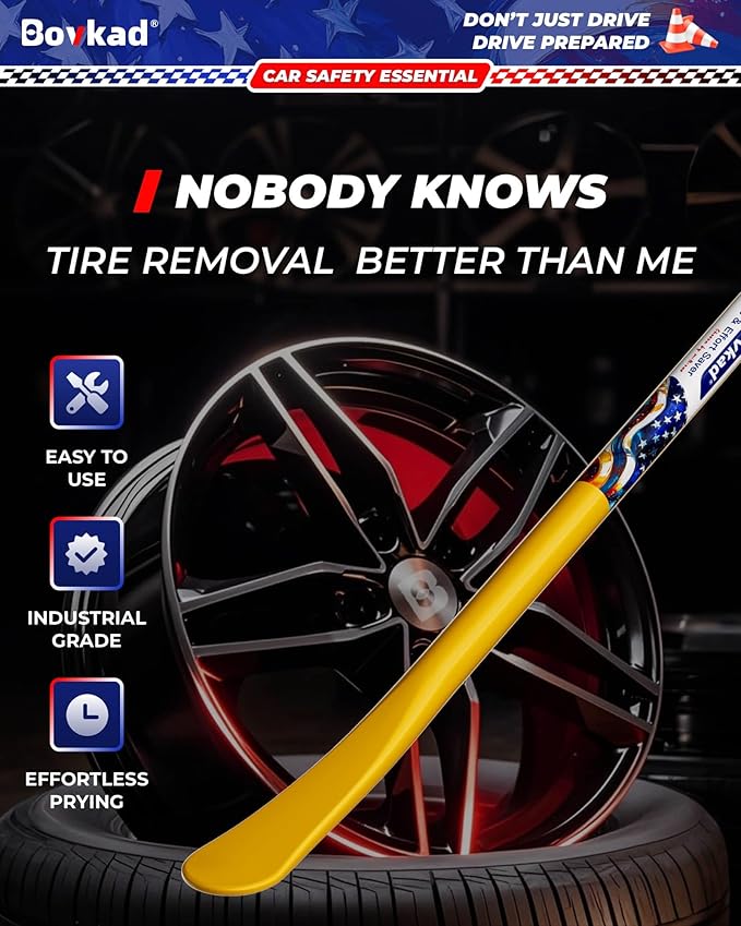 30'' Heavy Duty Tubeless Truck Tire Spoon Bar, Oversized Solid-Steel Mount/Demount Tire Iron Bars, Rust-Proof Anti-Slip Grip Essential Tire Removal Tool for Car, SUV & Truck(Black)