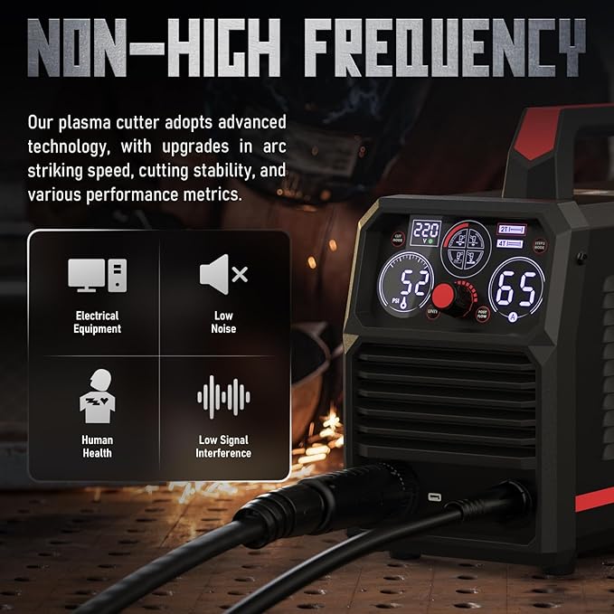 YESWELDER CUT-65DS PLUS Plasma Cutter, 65Amp 110V/220V Non-High Frequency Non-Touch Pilot Arc 4-In-1 Plate Cutting/Grid Cutting/Gouging/Marking Multifunctional Plasma Cutting Machine
