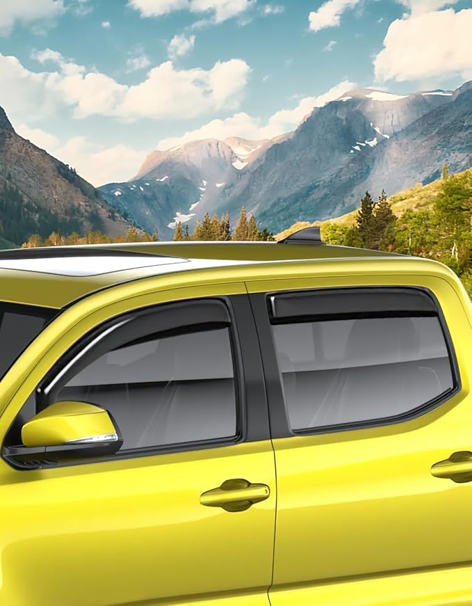 in-Channel Window Rain Guards Fit for Toyota Tacoma Double Cab 2016-2023 Rain Guard Extra Durable Window Deflectors Vent Visors Vent Shades Exterior Truck Accessories