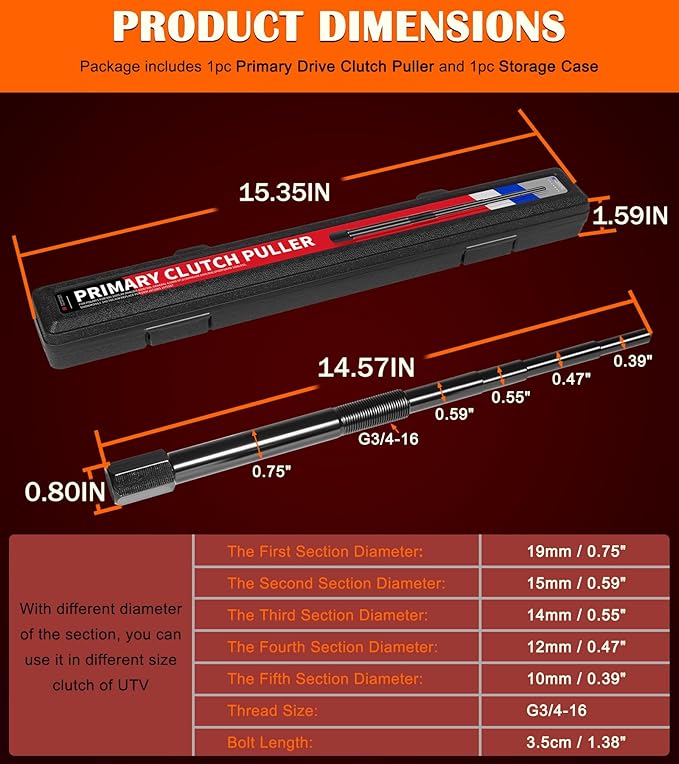 2872085 2875567 Primary Drive Clutch Puller Tool Fits for Polaris RZR 900/1000/XP, Ranger 900/1000, General 4/1000 XP, Scrambler 850/1000, Sportsman 850/1000, Snowmobile 340/700/800 and More