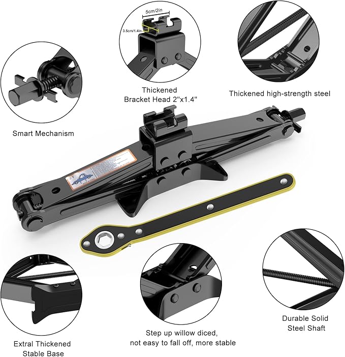 IMAYCC Car Jack Kit, Scissor Jack for Car 2 Ton (4409 lbs) Tire Jack Repair Kit,Spare Tire Changing Kit with Lug Wrench,Emergency Kit for Vehicle/Auto/SUV/MPV