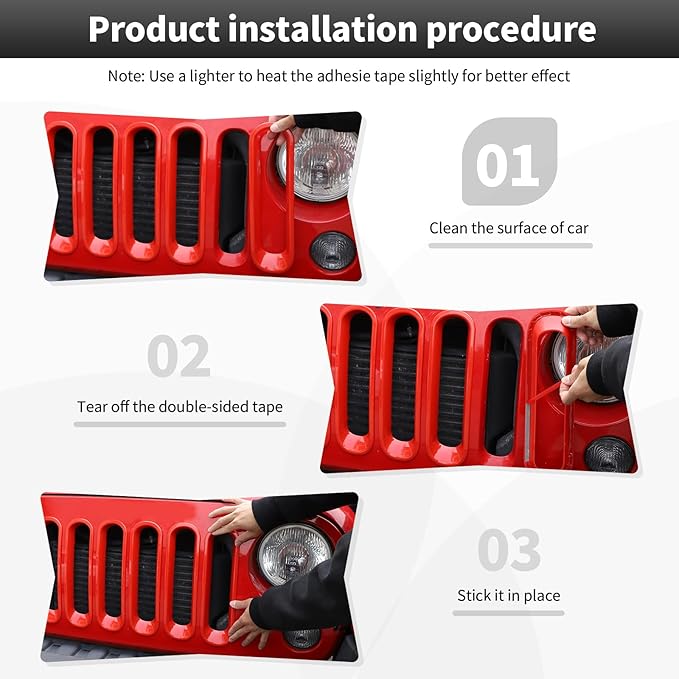 JK Grill Inserts Front Grille Mesh no Mesh Cover Guard for Jeep Wrangler JK 2007-2017 Clip-on Grille Accessories