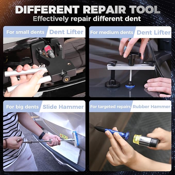 Paintless Dent Removal Kit Car Dent Puller Tools with Slide Hammer, Dent Lifter and Bridge Puller, Dent Remover Tool for Hail Damage,Small & Large Dents on Cars Motorcycles Fridges