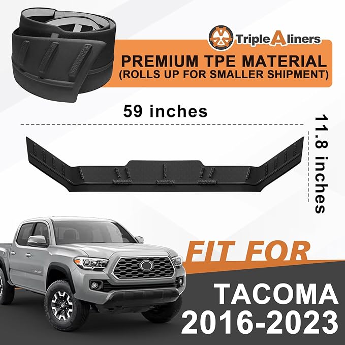 TripleAliners Hood Deflector Protector Compatible with 2016-2023 Toyota Tacoma Accessories Hood Protector TPE Bug Deflector Shield Replacement