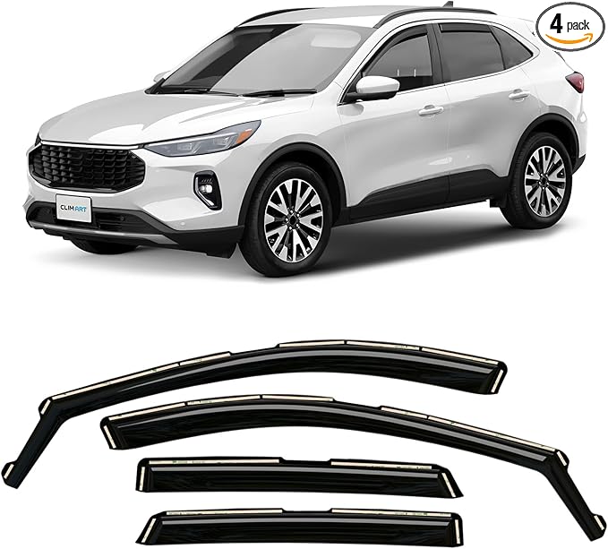 CLIM ART in-Channel Incredibly Durable Rain Guards for Ford Escape 2020-2026, Original Window Deflectors, Vent Window Visors, Vent Deflector, 4 pcs. - 620146