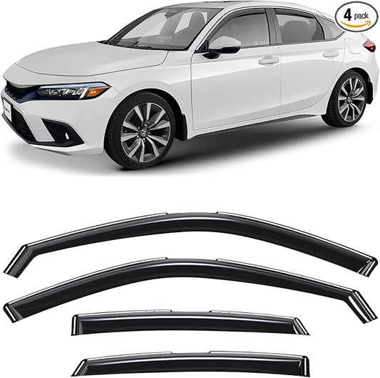 CLIM ART in-Channel Incredibly Durable Rain Guards for Honda Civic 2022-2026 Hatchback, Original Window Deflectors, Vent Window Visors, Vent Deflector, 4 pcs. - 622137