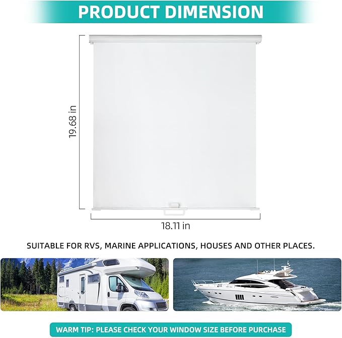 Sun Shade Retractable White For 14" x 14" RV Roof Vent Fan