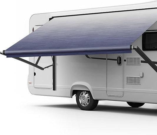 HBN RV Awning Fabric Replacement, 18'2" Fabric Length for 19' Awning, Heavy-Duty Vinyl, Weather Resistant, Universal Outdoor Canopy for RV, Trailer, and Motorhome Awnings - Blue Fade