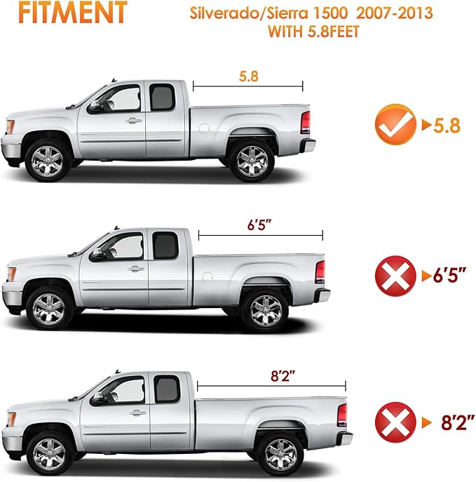 Nilight Soft Roll-Up Tonneau Cover Compatible with Chevy Silverado/GMC Sierra 1500 2007 2008 2009 2010 2011 2012 2013– 5.8ft Truck Bed Cover