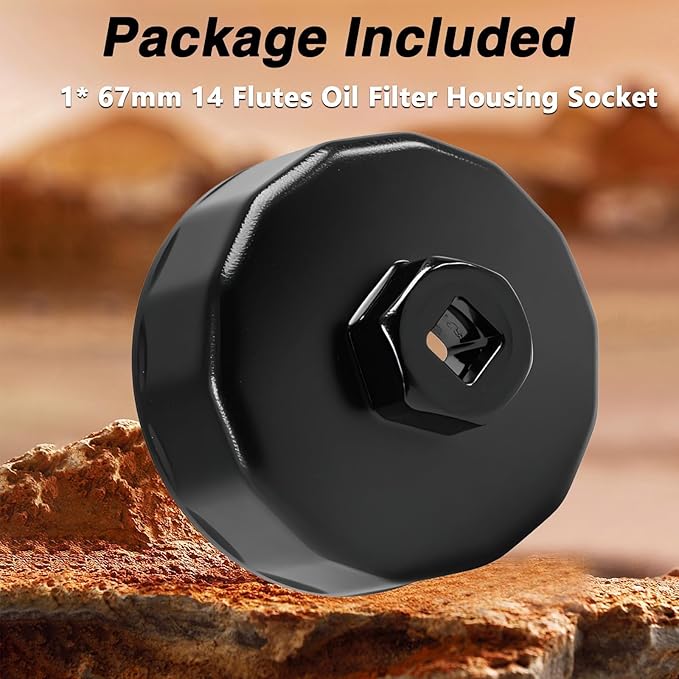 67mm 14 Flutes 3/8’’ Drive Oil Filter Cap Removal Socket Tool Oil Filter Wrench Oil Filter Cap Spanner to Change Oil Filter Compatible with Subaru 15208AA160 15208AA100 Oil Filter Housing