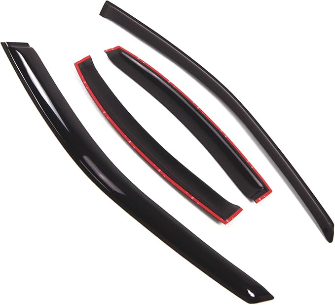 TuningPros Outside Mount Window Vent Visors Rain Guards Compatible with Lincoln LS 2000-2006 | Side Window Wind Deflectors Rain Shields | Smoke Tinted, 4 Pcs Set, DGWV-296
