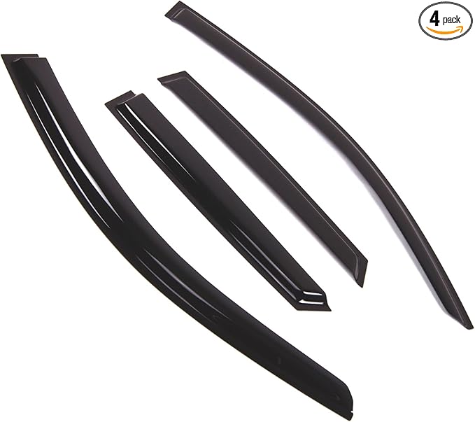 TuningPros Outside Mount Window Vent Visors Rain Guards Compatible with Audi Q3 2013-2016 | Side Window Wind Deflectors Rain Shields | Smoke Tinted, 4 Pcs Set, DGWV-775
