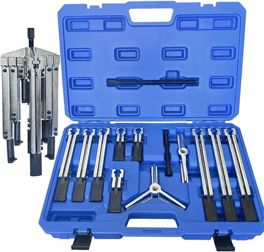 Gear Puller Set, 6 in1 Bearing Puller Kit, 13Pcs 2 Jaw & 3 Jaw Gear Puller with Reversible Jaws, Heavy Duty Cr-V Steel Pulley Flywheel Puller Tool for Bearing Gear Pulley Flywheel Removal