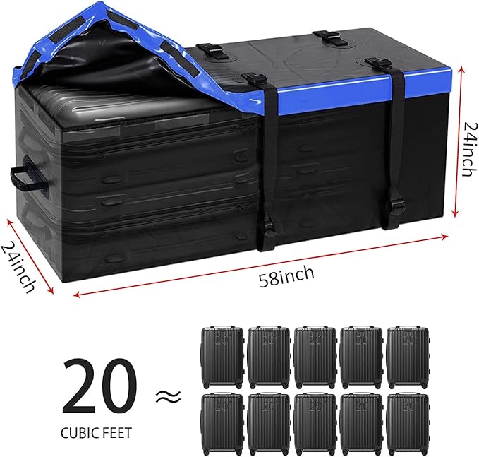 FORWODE 60x24x6 Hitch Carrier for 2 Inch Receiver, 500LB Capacity Hitch Mount Rack with Folding Cargo Basket, Rust-Resistant Coat, Includes Cargo Bag, Cargo Net