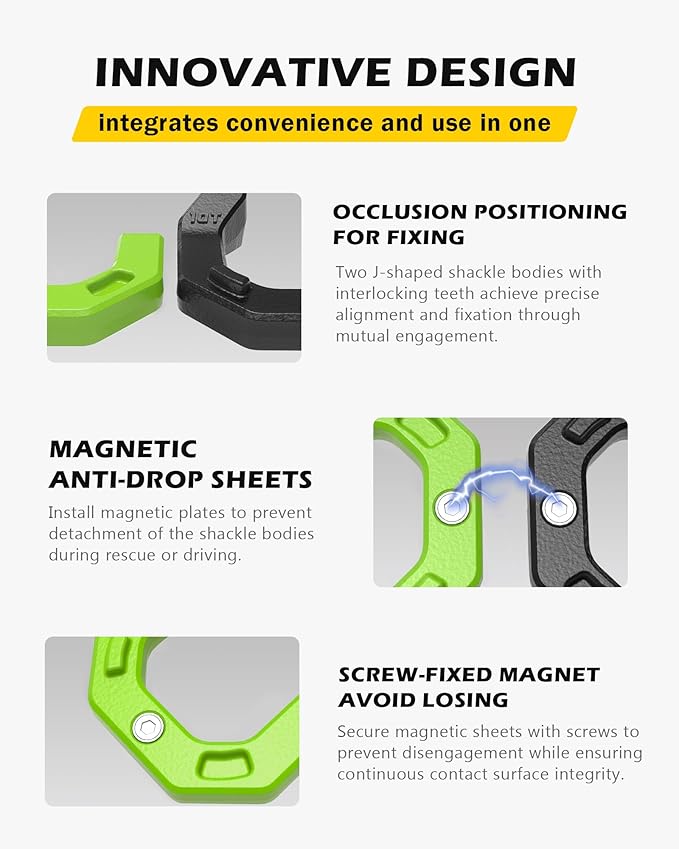 Separate D-Ring Shackles, 2Pack, 3/4" Separate D-Ring Shackles 7/8" Pin, 57320lbs Breaking Strength, Heavy Duty Forged Steel, D-Ring Towing Winch Shackle for Recovery, 4x4 Off-Road, Black Green