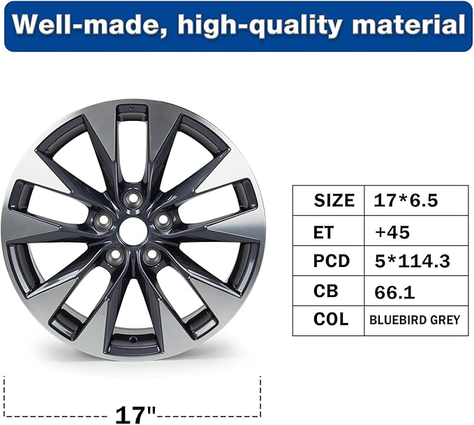 17'' x 6.5'' Aluminum Alloy Replacement for OE Wheel Rim Compatible with Nissan-Sentra 2016-2019 - 62730, 2 Sets