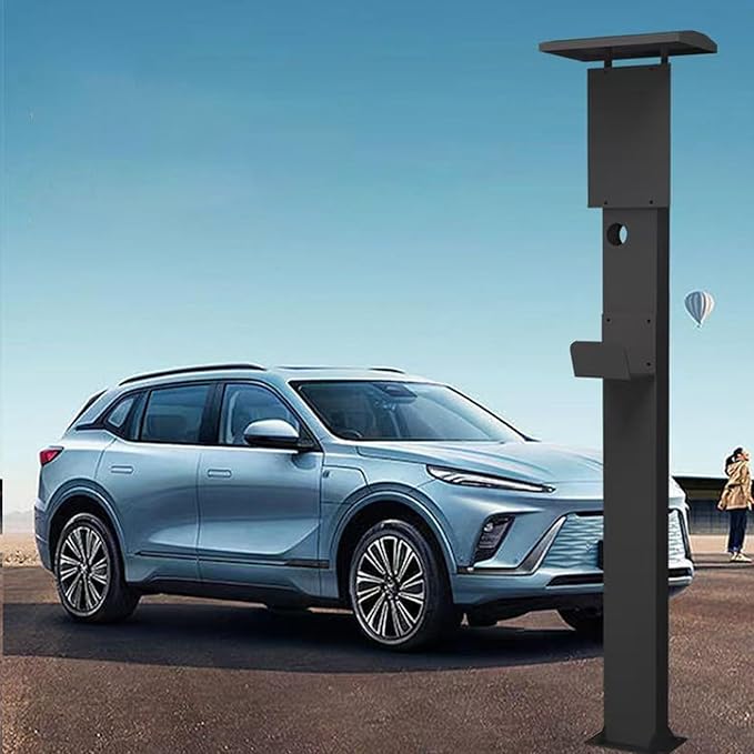 EV Charger Pedestal, Outdoor Electric Vehicle Charger Stand, Freestanding Charging Station Stand Accessory, Corrosion Resistant, Galvanized Steel, for All Level 2 Chargers