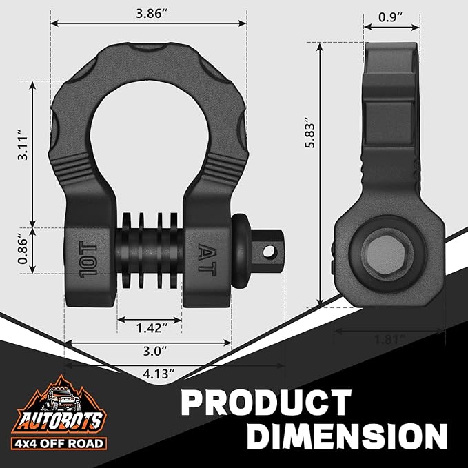 AUTOBOTS D Ring Shackles 80,000 Lbs Break Strength Heavy Duty 3/4” Clevis Shackle with 7/8 Pin for Tow Strap, Winch, Off-Road Recovery Towing Shackles (2 Pack) Black