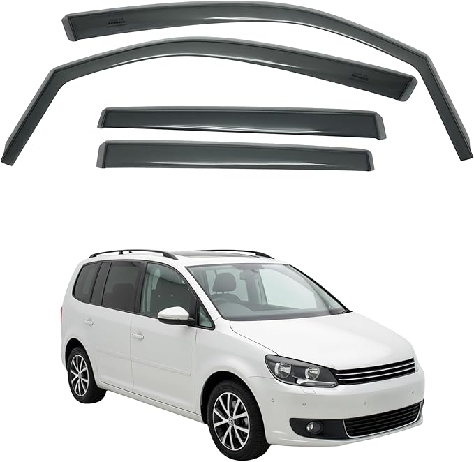 in-Channel Car Window Rain Guard Compatible with VW Touran fit:2010-2015 4pcs, Taiwan Made Precise & Transparent Car Wind Deflectors No Water Leakage Visors