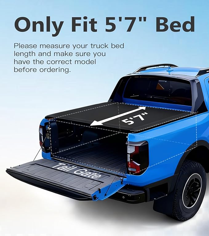 PM Auto Soft Roll Up Bed Cover Replacement for 2024 Ford F-150 Lightning 5'7" (67") Bed