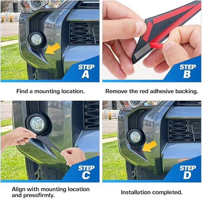 2 Pcs Front Fog Light Decals Trims Covers Compatible with 2014-2024 T'0yota 4Runner Accessories ABS Plastic Front Bumper Grill Covers Stickers Decor for 4Runner Fog Light