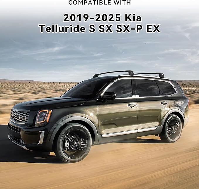 FLYCLE 220Lbs Roof Rack Cross Bars Compatible with KIA Telluride 2019-2025 S SX SX-P EX, Lockable Cross Bars Roof Rack Cargo Bars for Luggage Kayak Bikes Canoe Ski Snowboard