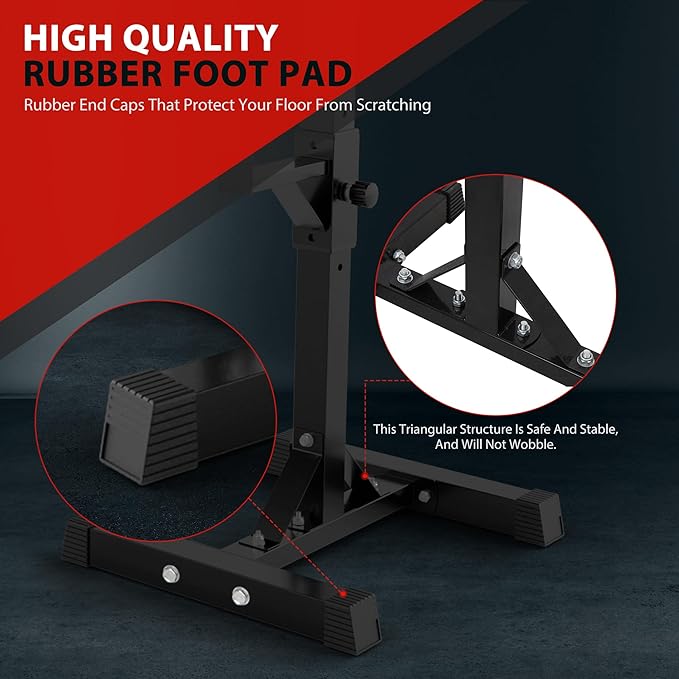 F2C Max Load 550Lbs Pair of Adjustable Squat Rack 41"-66" Sturdy Steel Barbell Rack Free Bench Press Stands GYM/Home Gym Portable Dumbbell Racks Stands
