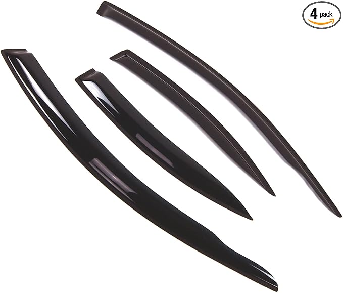 TuningPros Outside Mount Window Vent Visors Rain Guards Compatible with Nissan Sentra 2000-2003 | Side Window Wind Deflectors Rain Shields | Smoke Tinted, 4 Pcs Set, DGWV-355