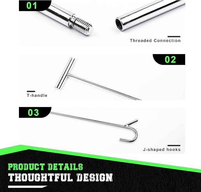 5th Wheel Pin Puller, 2 Pack 32" Solid Steel Chrome Plated 5th Wheel Puller Hook, Heavy Duty 5th Wheel Puller w/Hook