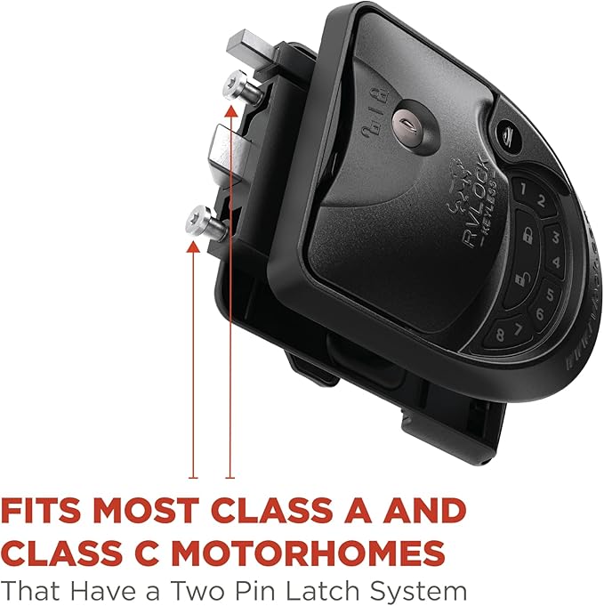 RVLock Class C Charter Keyless Entry Keypad and Handle with Fob, All Metal RV Door Lock and Latch Replacement Kit, Upgraded Silicone Keypad for Class C and A Motorhomes, Fits openings 4.5 x 3.5 Inches