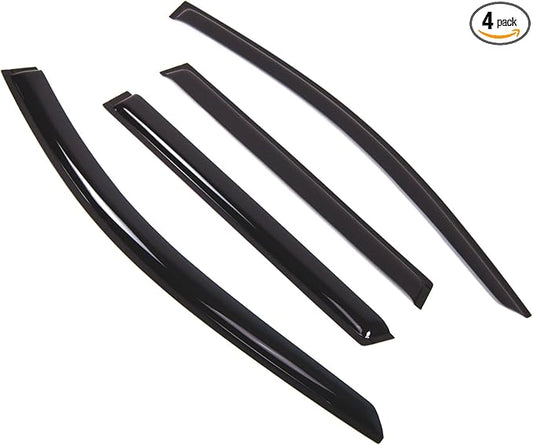 TuningPros Outside Mount Window Vent Visors Rain Guards Compatible with Scion Scion xA 2004-2007 | Side Window Wind Deflectors Rain Shields | Smoke Tinted, 4 Pcs Set, DGWV-387-2
