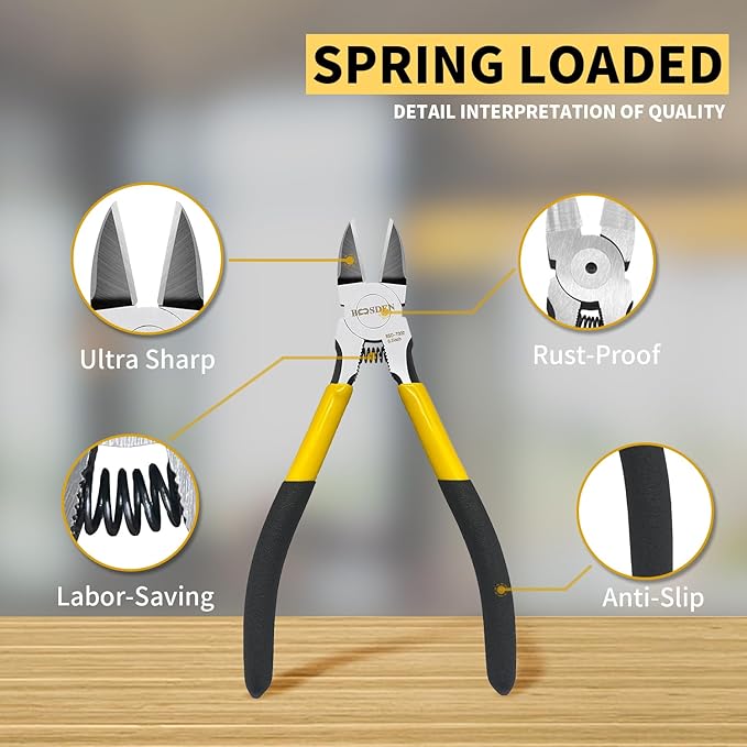 Wire Cutters 10 Pack, 6.5 inch, BOOSDEN Flush Cutters, Spring Loaded Cutting Pliers, Side Cutters, Dykes Cutter, Wire Clippers, Plastic Cutter, Wire Cutters for Jewelry, Floral, Electrical
