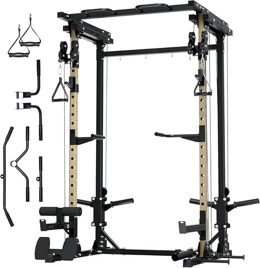 MAJOR FITNESS Drone3 Power Cage - Multi-Function Power Rack for Home Gym, Squat Rack with Pull-up Bar, Cable Crossover System, J-Hooks, for Strength Training, Heavy-Duty Steel Construction