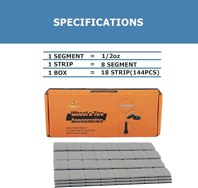 0.5 Oz Stick on Wheel Weights（144pcs,72oz）,1/2 Oz Gray Adhesive Backed Wheel Weights for Cars, Trucks, SUVs, Motorcycles, Low Profile