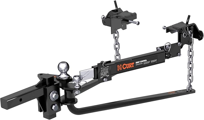 CURT 17062 Round Bar Weight Distribution Hitch with Integrated Lubrication and Sway Control, Up to 10K, 2-in Shank, 2-5/16-Inch Ball