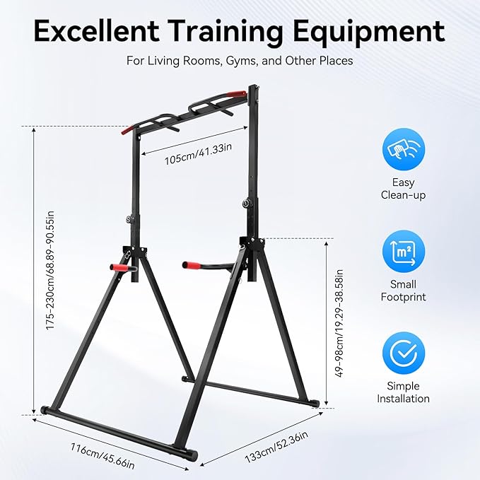 440 LBS Pull up Bar Free Standing, Parallel Adjustable Height Standing Pull Up Bar Dip Station for Home Gym Heavy Duty, Strength Training Fitness