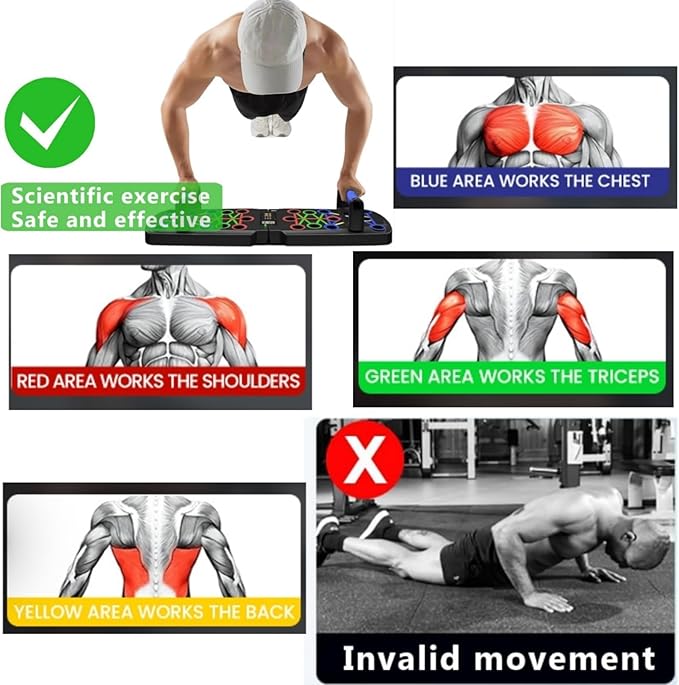 Home Workout Equipment Multi-Functional Pushup Stands System Fitness Floor Chest Muscle Exercise Professional Equipment Burn Fat Strength Training Arm Men & Women Weights