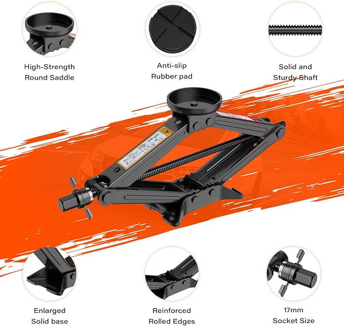 IMAYCC Car Jack Kit 2.5 Ton, Universal Scissor Car Jack, Portable Tire Changing Kit for Car SUV MPV