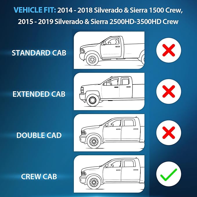 Nilight in Channel Window Deflectors for Chevy Silverado/GMC Sierra 1500 Crew Cab 2014-2018,Silverado/Sierra 2500HD-3500HD Crew Cab 2015-2019 Rain Guards,Vent Window Visors-4pcs