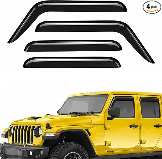Extra Durable Window Deflectors Tape-On Window Visors Rain Guards Fit for Jeep Gladiator 2020-2026, Sun Visors, Wind Vent for Shades, Exterior Car Accessories - 4pcs. AG0545
