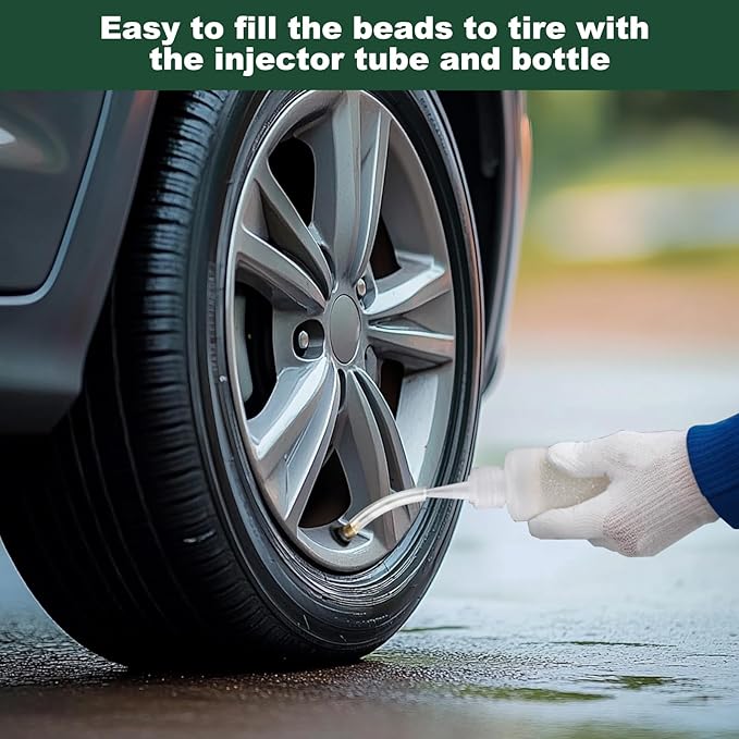 Tire Balance Beads 8 oz x 4, Tire Balancing Beads for Motorcycle Truck Off-Road Vehicles, Tire Beads for Balance with with Installation Tools