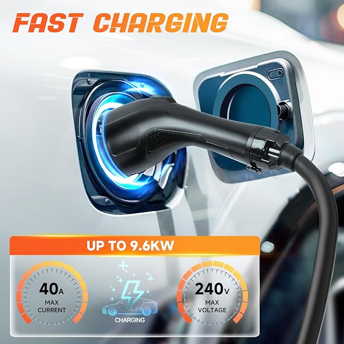 EV Charger Extension Cable, 40Amp 21FT J1772 Extension Cord Compatible with 120V-240V SAE J1772 EV Chargers, Level 1/Level 2 IP66 Heavy Duty Charging Cable for EVs/PHEVs with Carrying Bag