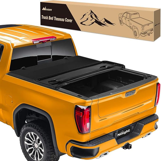 Nilight Soft Tri-fold Truck Bed Tonneau Cover Compatible with Chevy Silverado 1500/GMC Sierra 1500 2007-2025-5.9ft