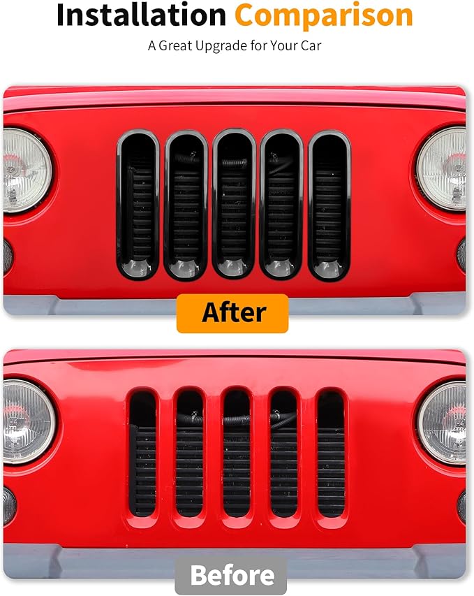 JK Grill Inserts Front Grille Mesh no Mesh Cover Guard for Jeep Wrangler JK 2007-2017 Clip-on Grille Accessories