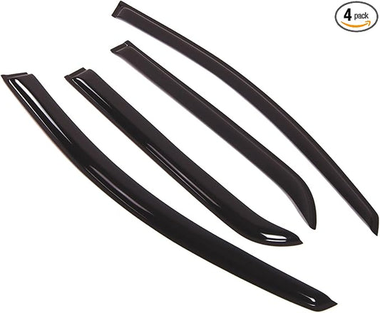 TuningPros Outside Mount Window Vent Visors Rain Guards Compatible with GMC Acadia 2007-2016 | Side Window Wind Deflectors Rain Shields | Smoke Tinted, 4 Pcs Set, DGWV-202