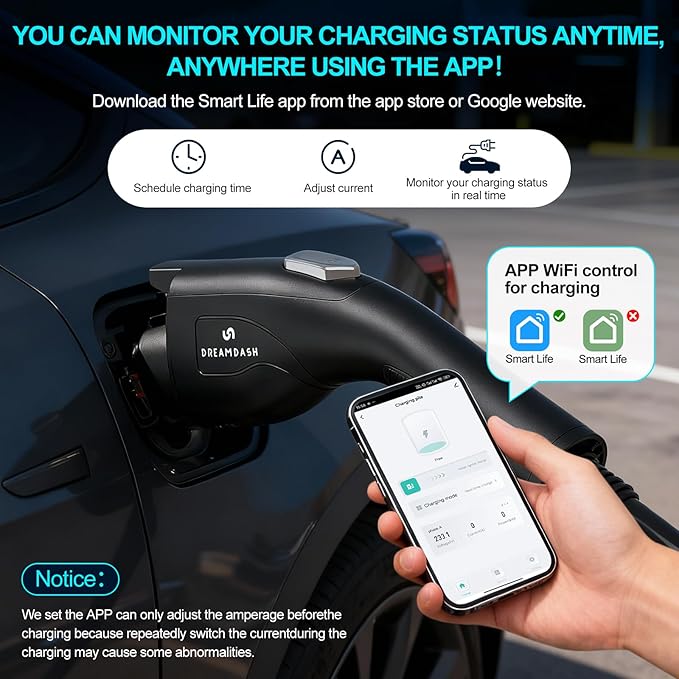 Fast Level 2 EV Charger 48 Amp(WiFi APP),25ft Cable ETL Certified,240V NEMA 14-50p Plug,Swipe to Start,Wall EV Charger Level 2 for Home/ J1772 Connector,Electric Vehicle Charging Stations