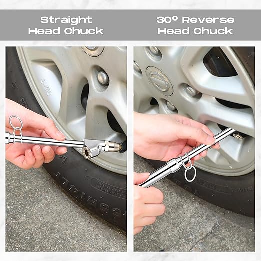 Tallew 10 Pack Tire Pressure Gauge Silver Heavy Duty Air Pressure Tire Gauge Dual Head Semi Truck Tire Pressure Gauge Range 10-150 Psi, Extended Tube Tire Gauge Suitable for Semi Truck, and Bus