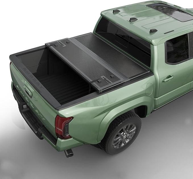 Hard Folding Truck Bed Tonneau Cover |HTF022|Fits 2016-2026 Toyota Tacoma w/OE Track System 6' 2" Bed (73.7")