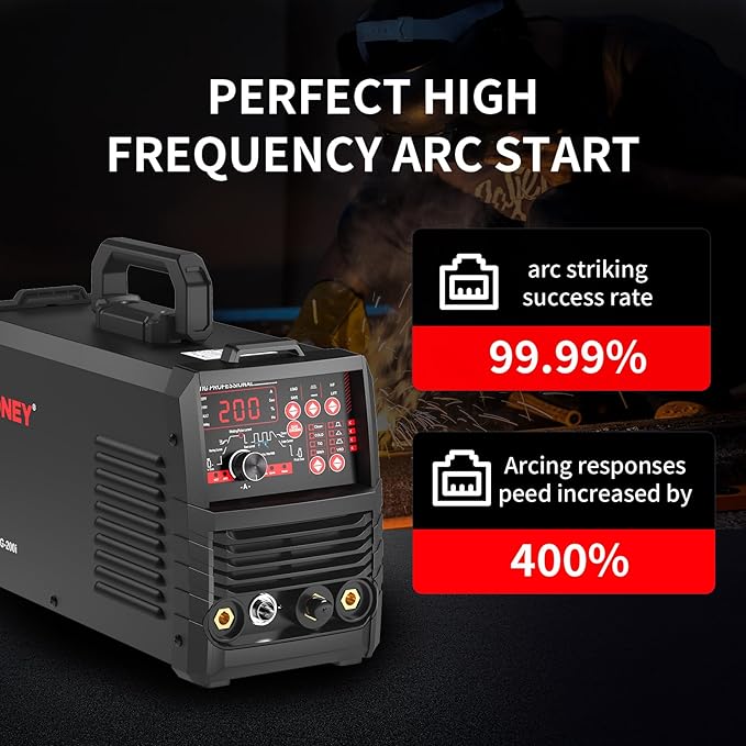 PONEY TIG Welder 200 Amp 5 In 1 TIG Welding Machine DC TIG/Spot TIG/Pulse TIG/Stick, 110V/220V Dual Voltage with Large Digital Display