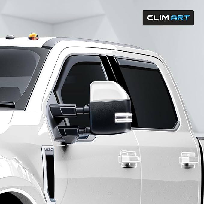 CLIM ART in-Channel Incredibly Durable Rain Guards Compatible with F250 to F550 Super Duty 2017-2022 Crew Cab, Original Window Deflectors, Vent Window Visors, Vent Deflector, 4 pcs.- 617198